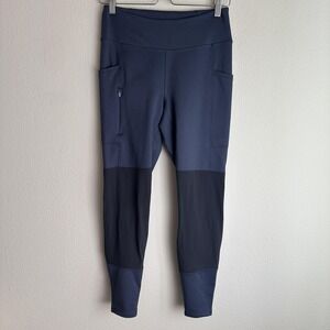 Patagonia Pants Womens Small Blue Gray Pack Out Hike Leggings Zip Pockets